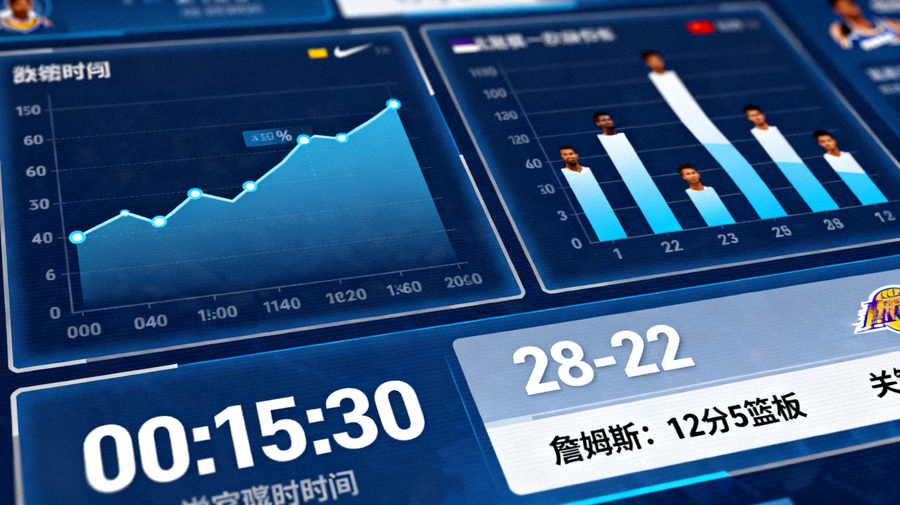 体育数据分析界面展示比赛统计图表与数据面板