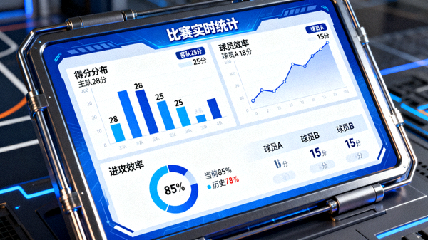 体育数据分析屏幕展示比赛统计图表与数据指标